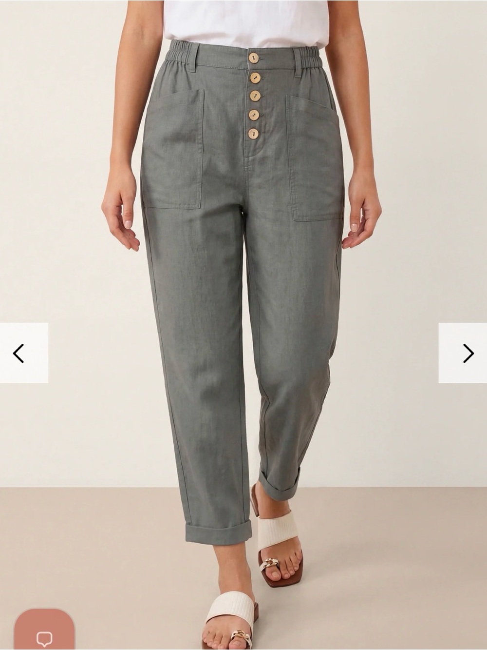 LINTICO Heidi Linen Cotton Simple Button Fly Trousers Euro Vacation Lightweight - Picture 2 of 11